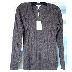 Autumn Cashmere brown cable knit cashmere sweater